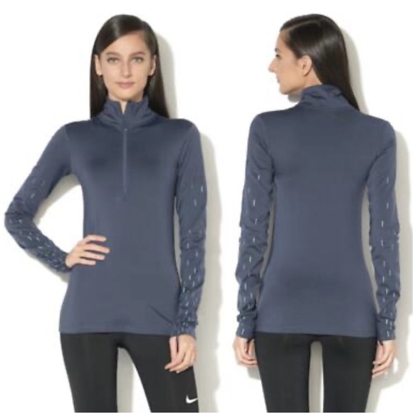 Nike Dri Fit Quarter Zip Running Training Shirt Top (Women's Medium) Blue - Picture 1 of 8